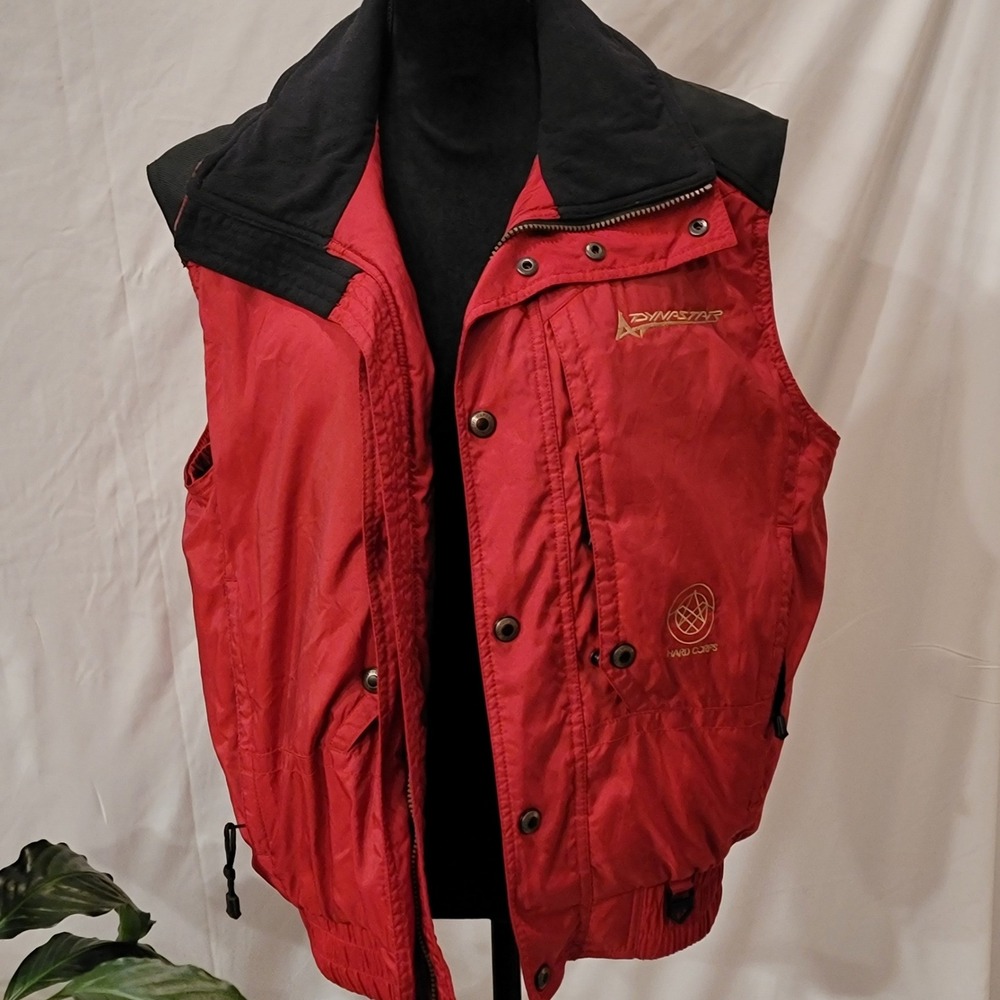 Dynastar Hard Corps Vintage Ski Vest Red Black Thermaloft Padded Gilet Mens